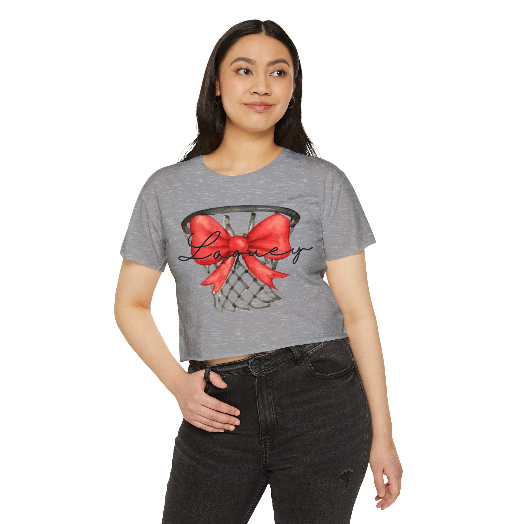Women's 'Laquey' Basketball Hoop Crop Top — Red Bow Sports Tee
