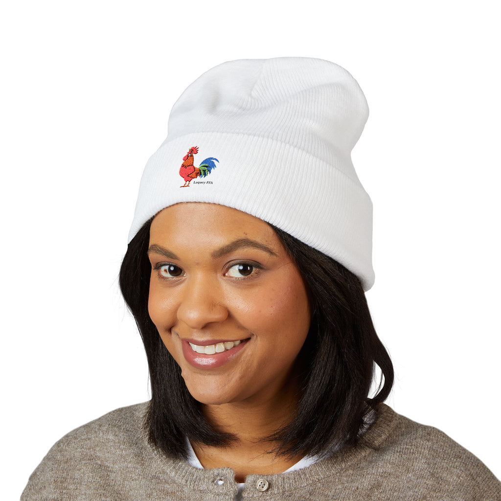 Embroidered Colorful Rooster Cuffed Beanie — Farmhouse Winter Hat