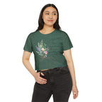 Crop Top — Floral "For Such a Time as This" Inspirational Festival Tee