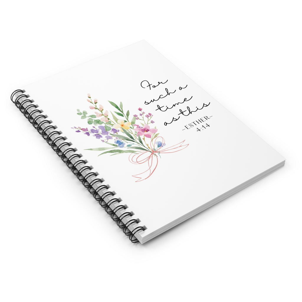 Floral Scripture Spiral Notebook — “For Such a Time as This” (Esther 4:14)