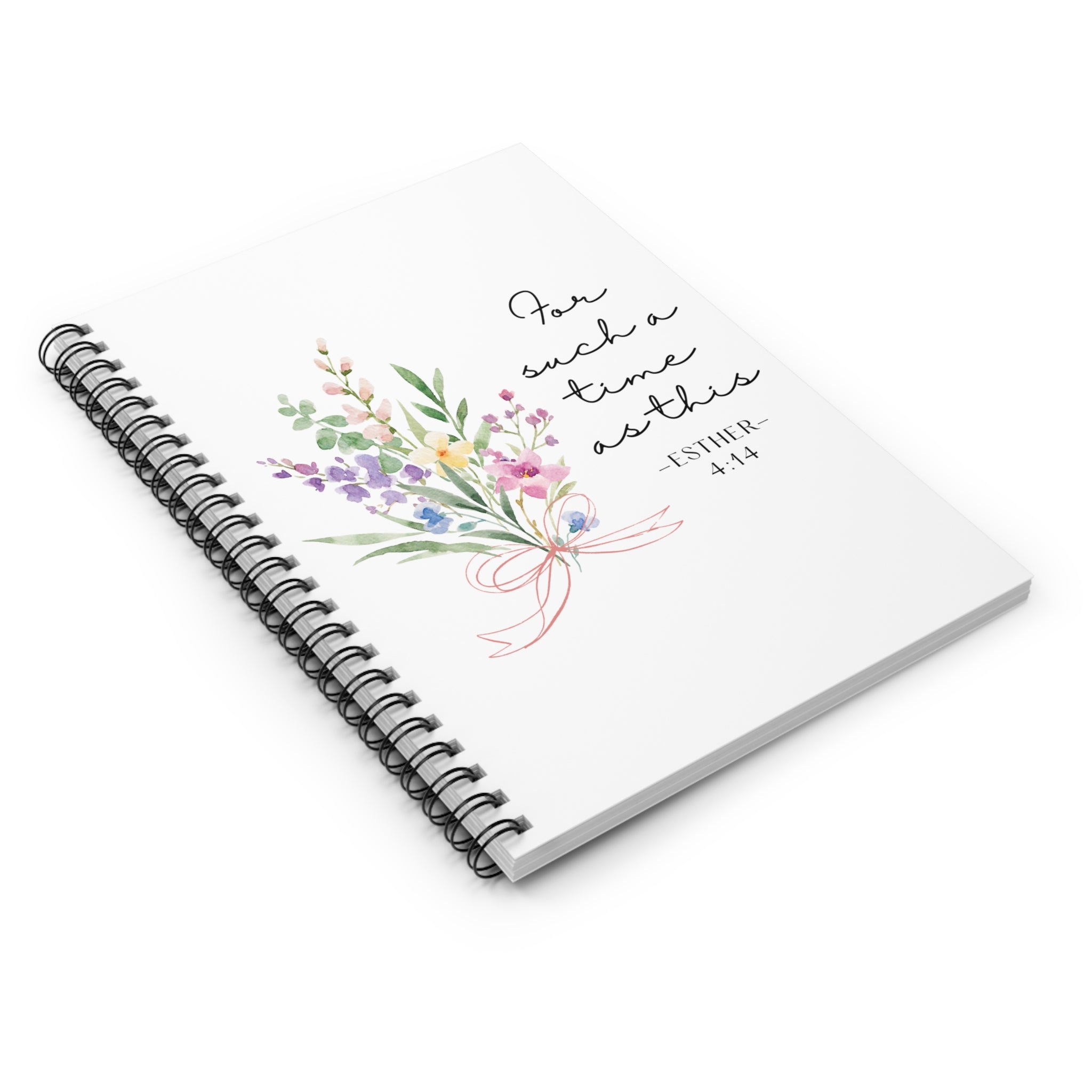 Floral Scripture Spiral Notebook — “For Such a Time as This” (Esther 4:14)