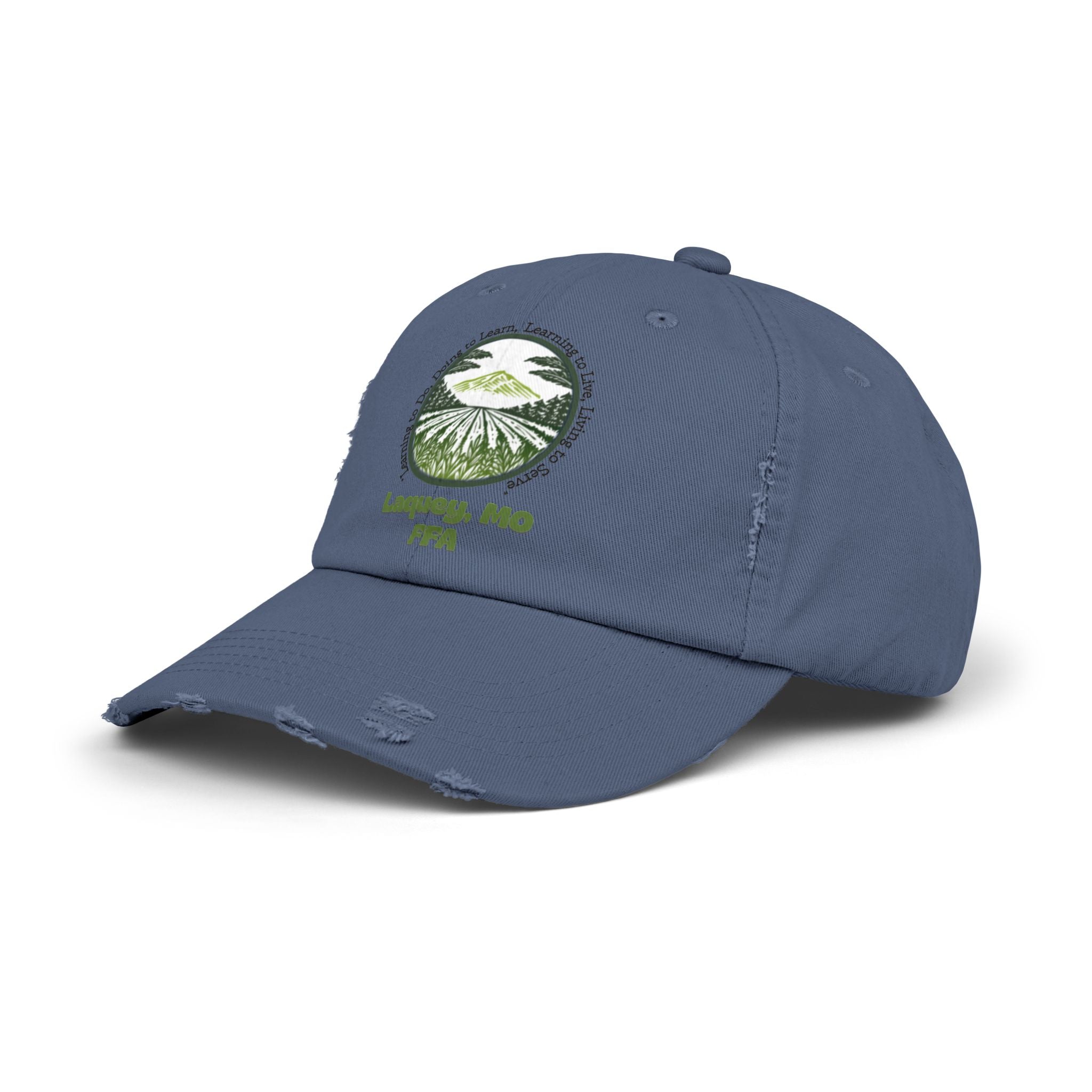 Distressed Baseball Cap — Laquey, MO FFA Scenic Farm Logo