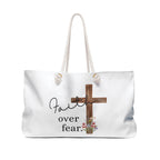 Faith Over Fear Weekender Bag – Religious Cross Travel Tote