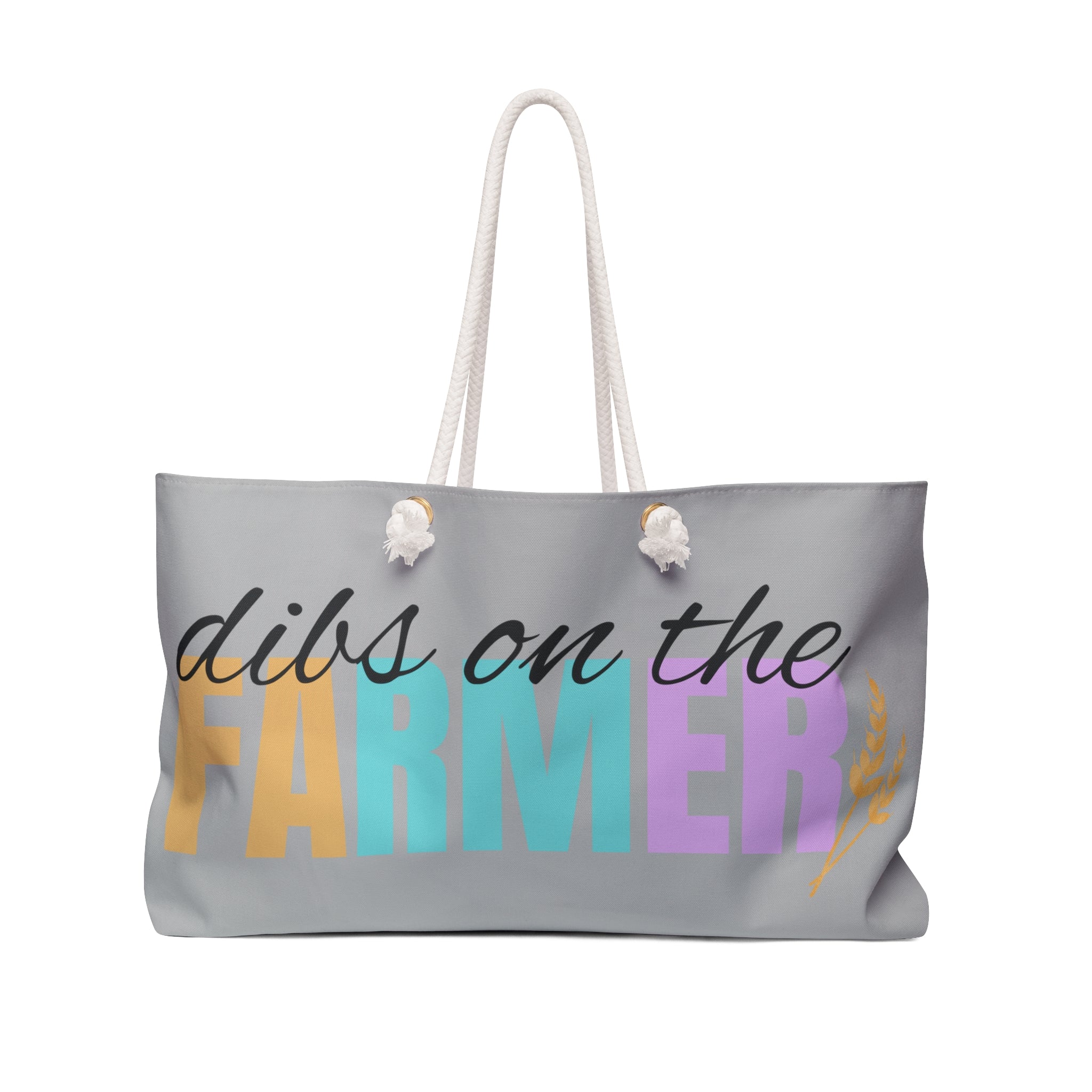 Weekender Bag — "Dibs on the Farmer" Colorblock Travel Tote