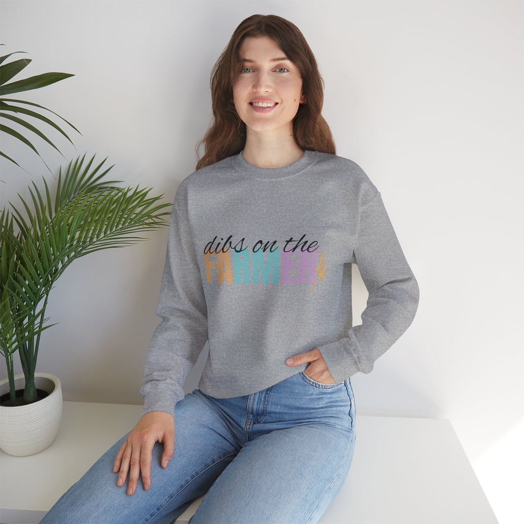 Farmer Vibes Crewneck Sweatshirt – "Dibs on the Farmer" Pastel Graphic